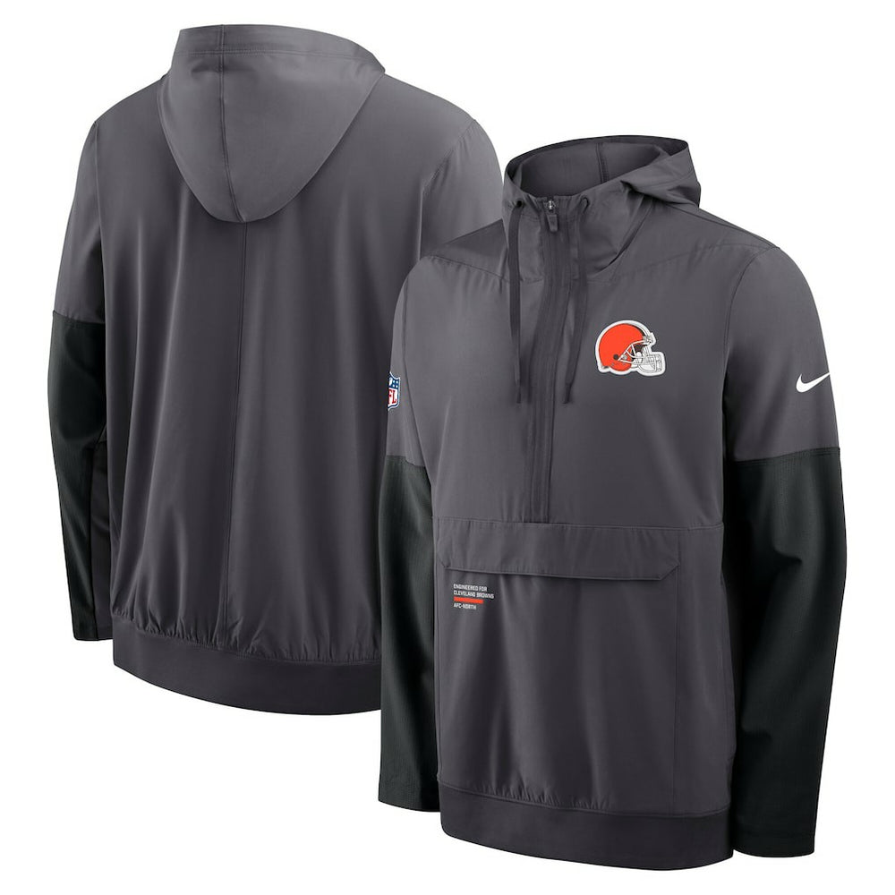 Cleveland Browns Sideline Anorak Half-Zip Hoodie Jacket Anthracite - Nike