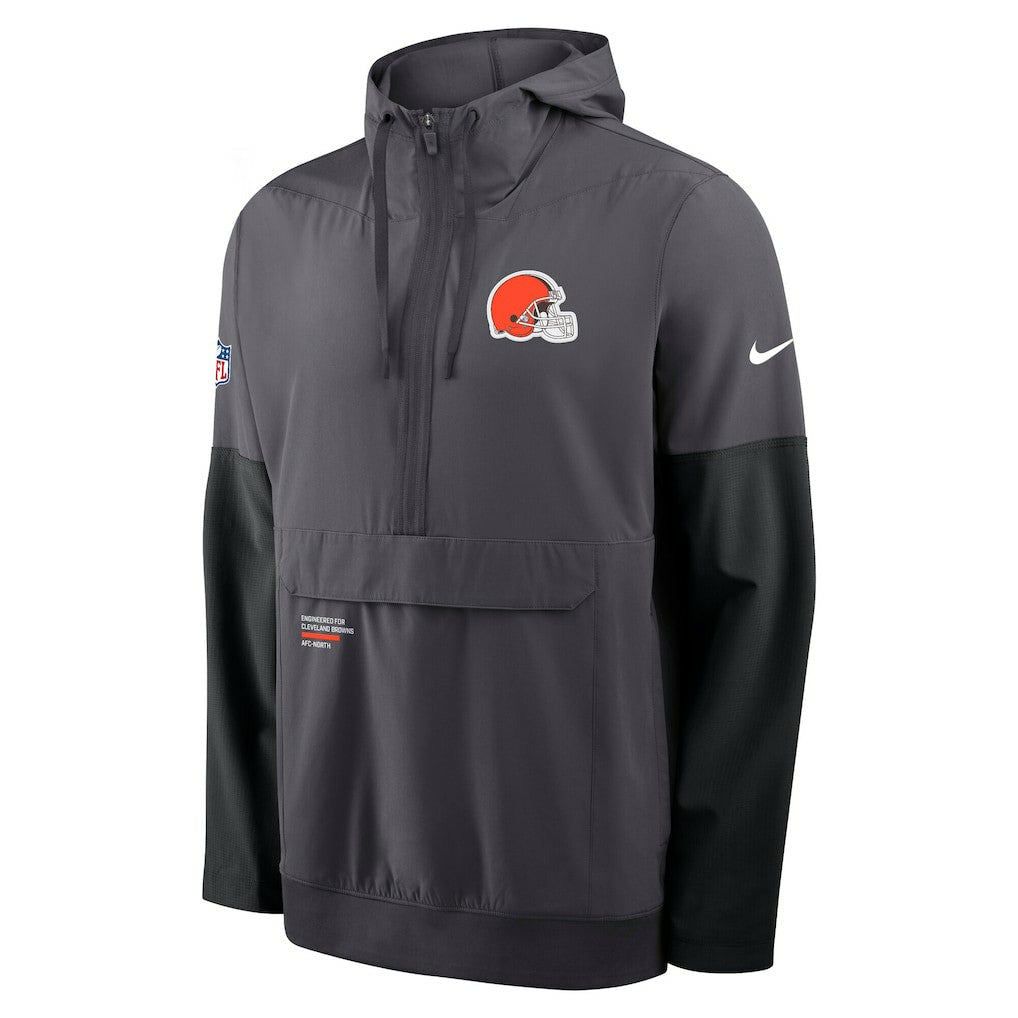Cleveland Browns Sideline Anorak Half-Zip Hoodie Jacket Anthracite - Nike