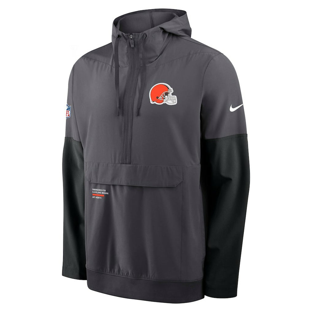 Cleveland Browns Sideline Anorak Half-Zip Hoodie Jacket Anthracite - Nike