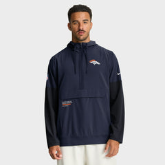 Denver Broncos Sideline Anorak Half-Zip Hoodie Jacket Navy - Nike