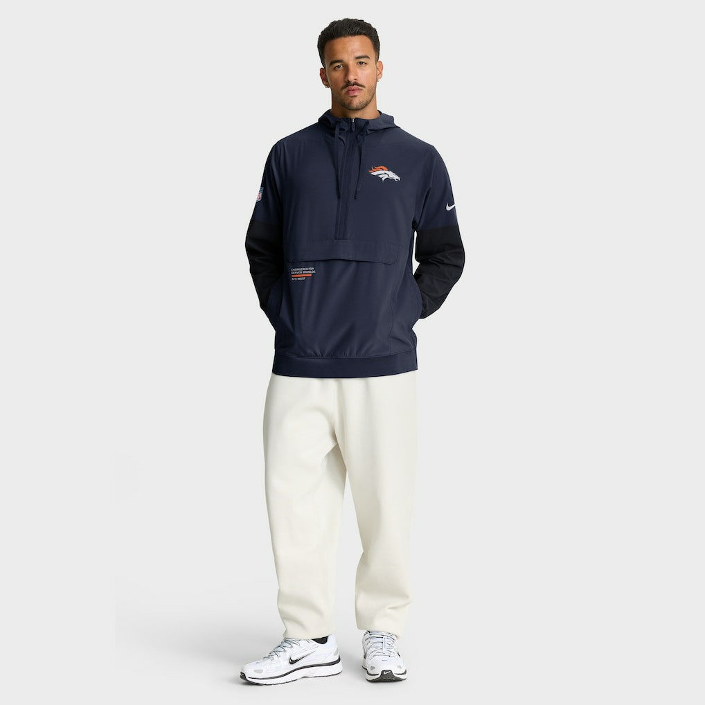 Denver Broncos Sideline Anorak Half-Zip Hoodie Jacket Navy - Nike