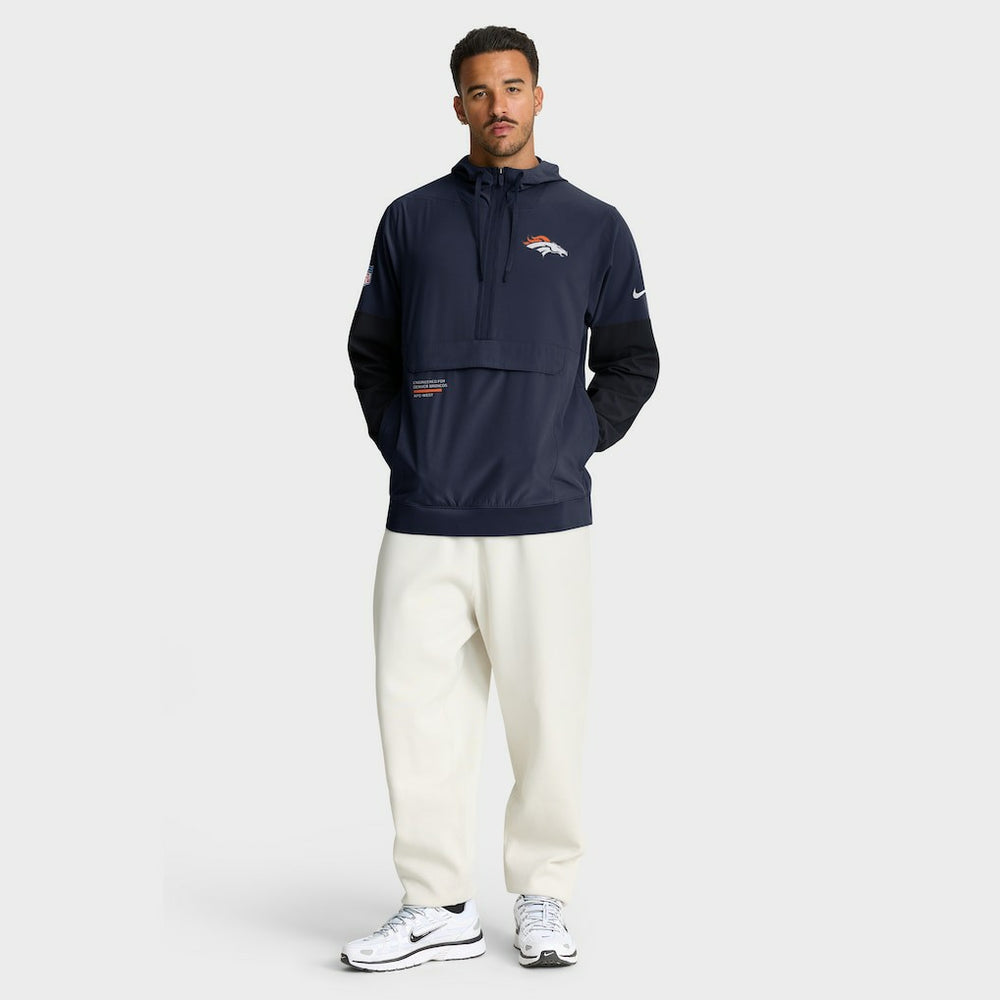 Denver Broncos Sideline Anorak Half-Zip Hoodie Jacket Navy - Nike