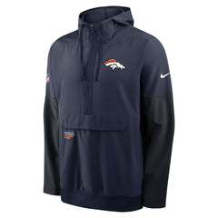 Denver Broncos Sideline Anorak Half-Zip Hoodie Jacket Navy - Nike