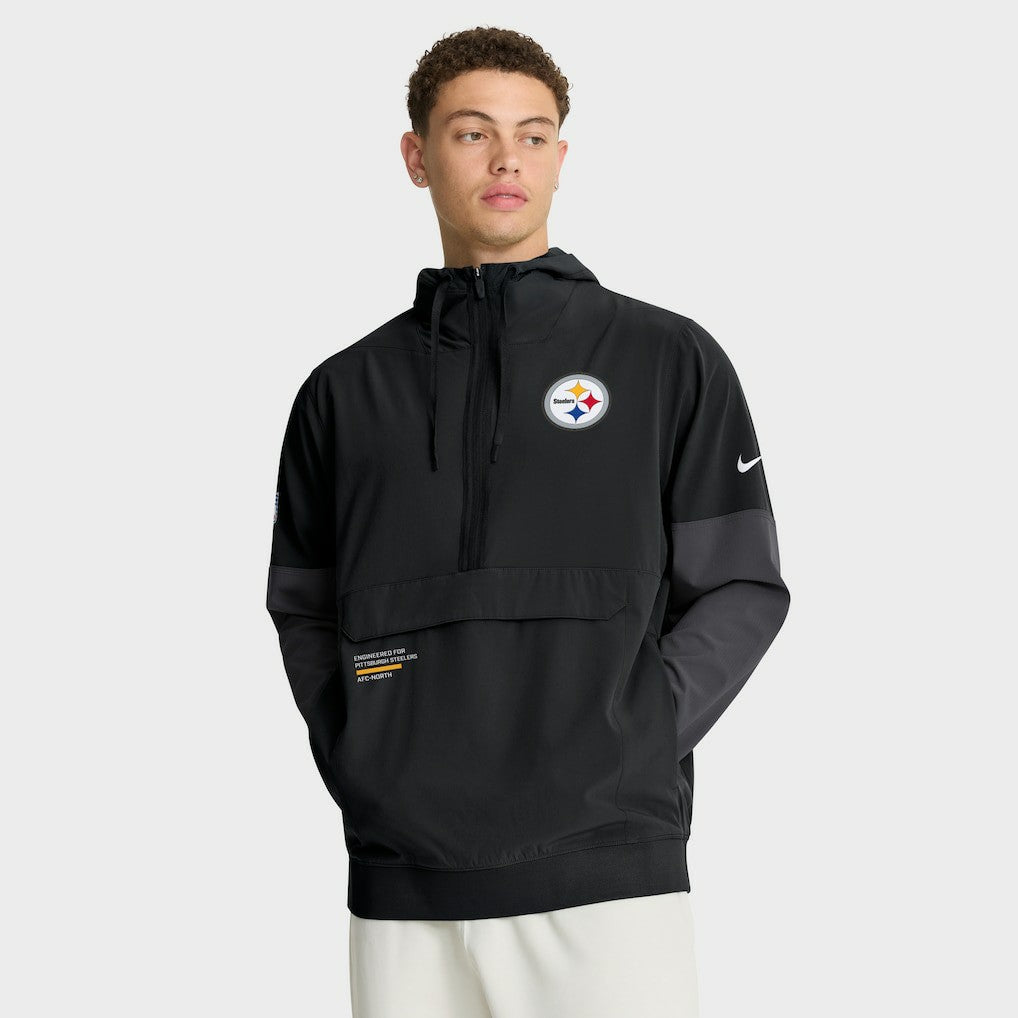 Pittsburgh Steelers Sideline Anorak Half-Zip Hoodie Jacket Black - Nike