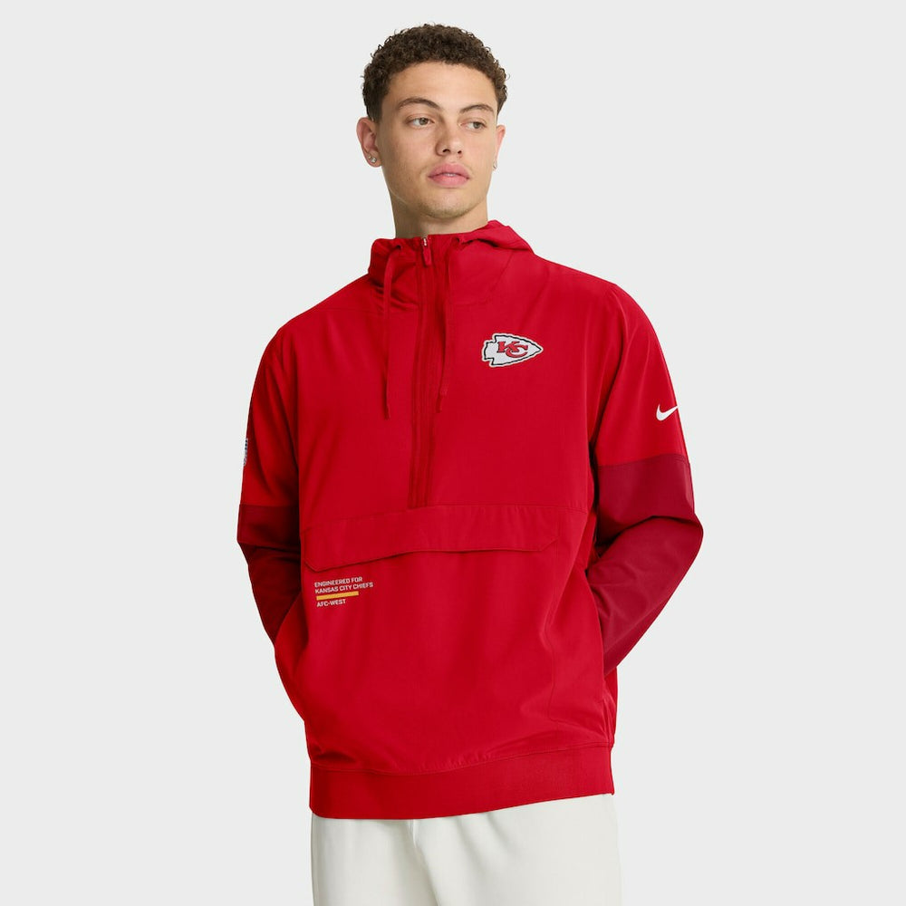 Kansas City Chiefs Sideline Anorak Half-Zip Hoodie Jacket Red - Nike