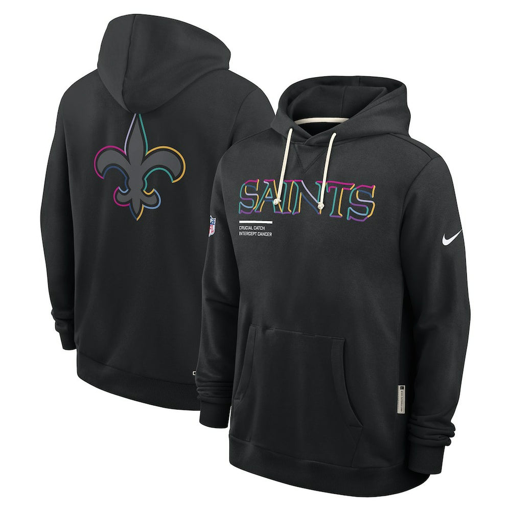 New Orleans Saints 2025 NFL Crucial Catch Sideline Standard Issue Dri-FIT Hoodie Black - Nike