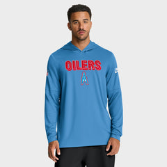 Tennessee Titans Sideline Oilers Throwback Dri-FIT Long Sleeve Hoodie T-Shirt Light Blue - Nike