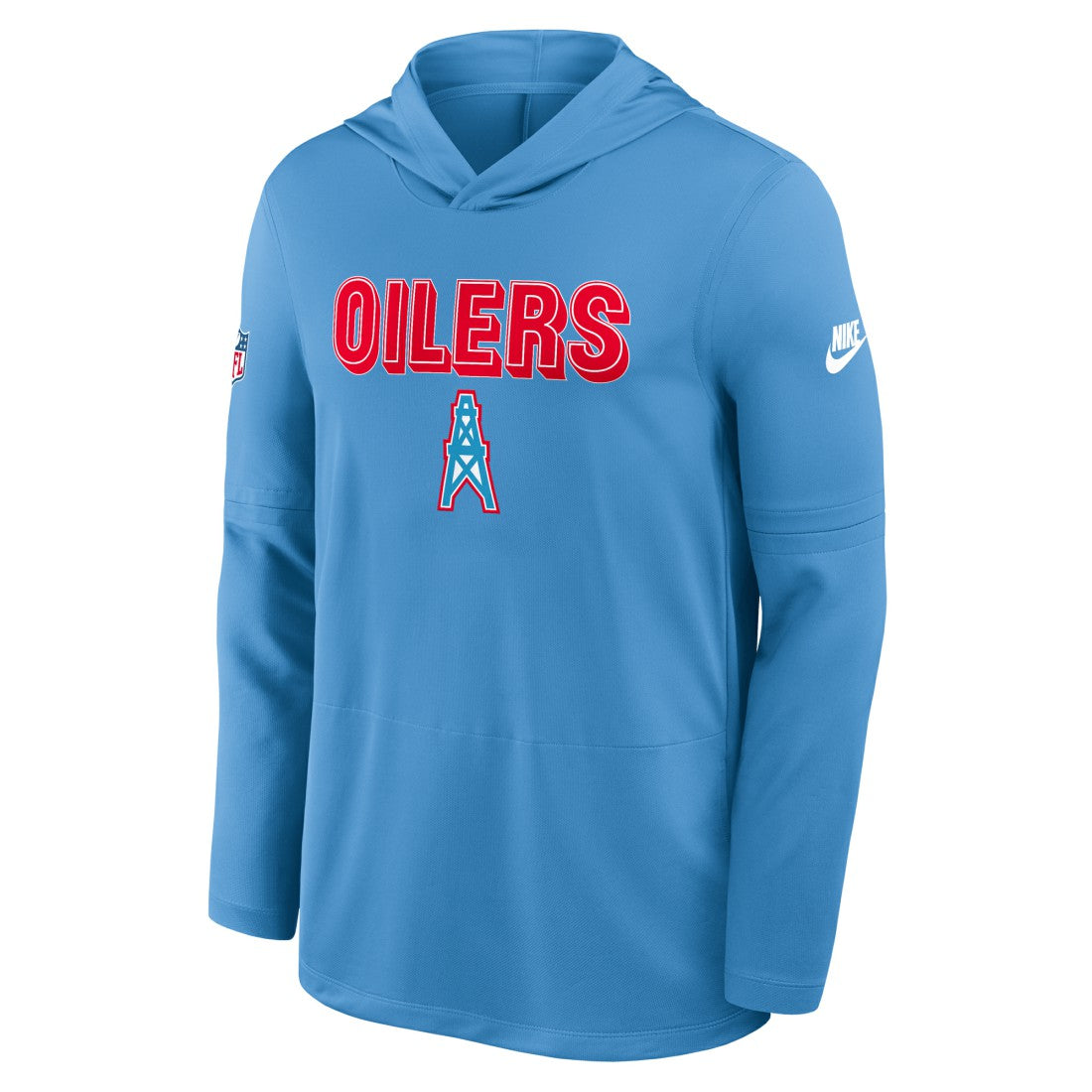 Tennessee Titans Sideline Oilers Throwback Dri-FIT Long Sleeve Hoodie T-Shirt Light Blue - Nike