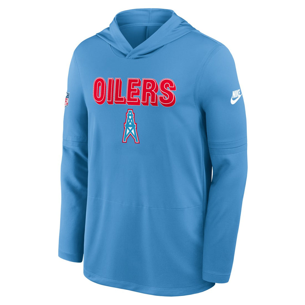 Tennessee Titans Sideline Oilers Throwback Dri-FIT Long Sleeve Hoodie T-Shirt Light Blue - Nike