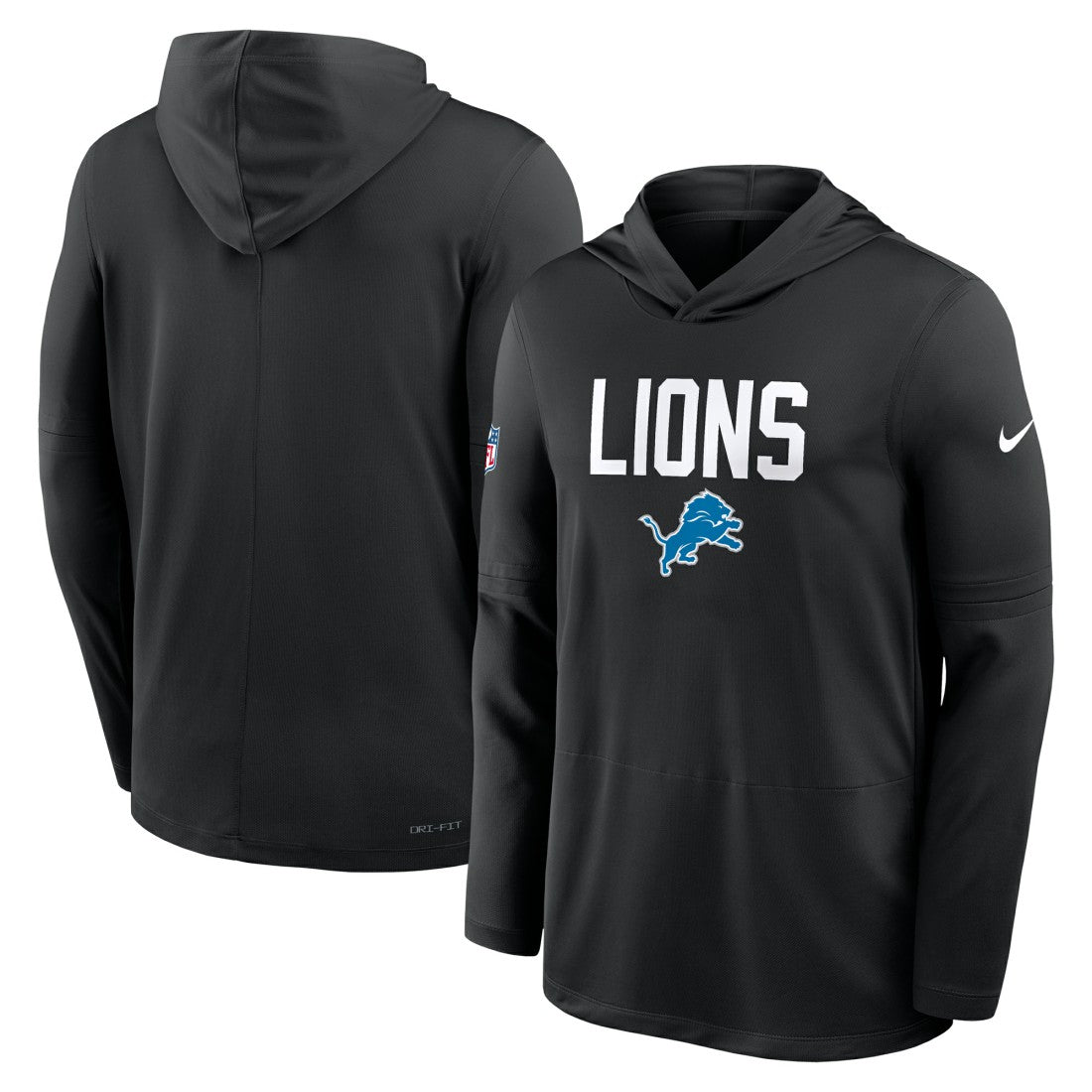 Detroit Lions Sideline Pass Accuracy Dri-FIT Long Sleeve Hoodie T-Shirt Black - Nike
