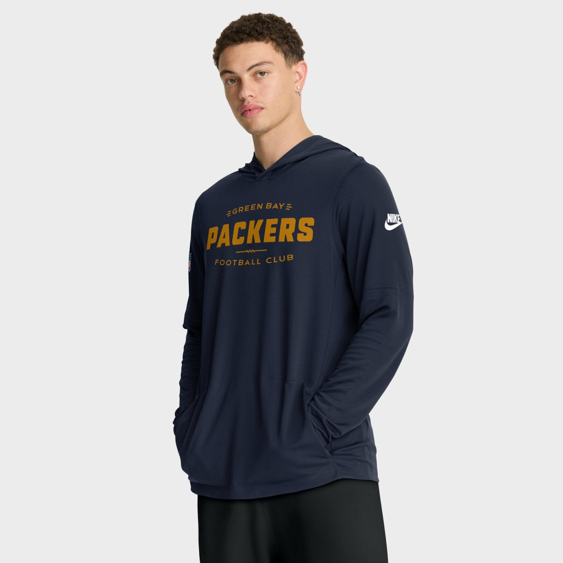 Green Bay Packers The 1923 Classic Pass Accuracy Dri-FIT Long Sleeve Hoodie T-Shirt Navy - Nike