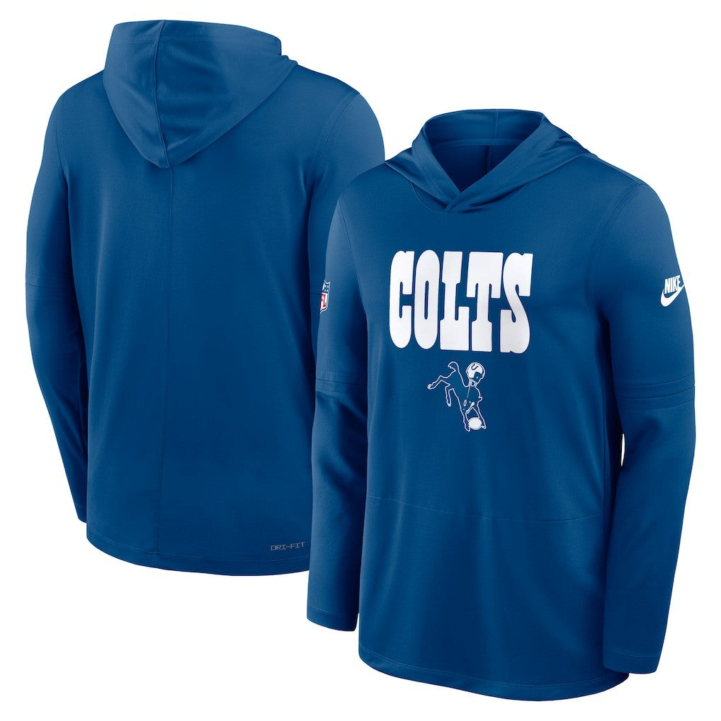 Indianapolis Colts Sideline Pass Accuracy Dri-FIT Long Sleeve Hoodie T-Shirt Royal - Nike