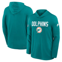 Miami Dolphins Sideline Pass Accuracy Dri-FIT Long Sleeve Hoodie T-Shirt Aqua - Nike