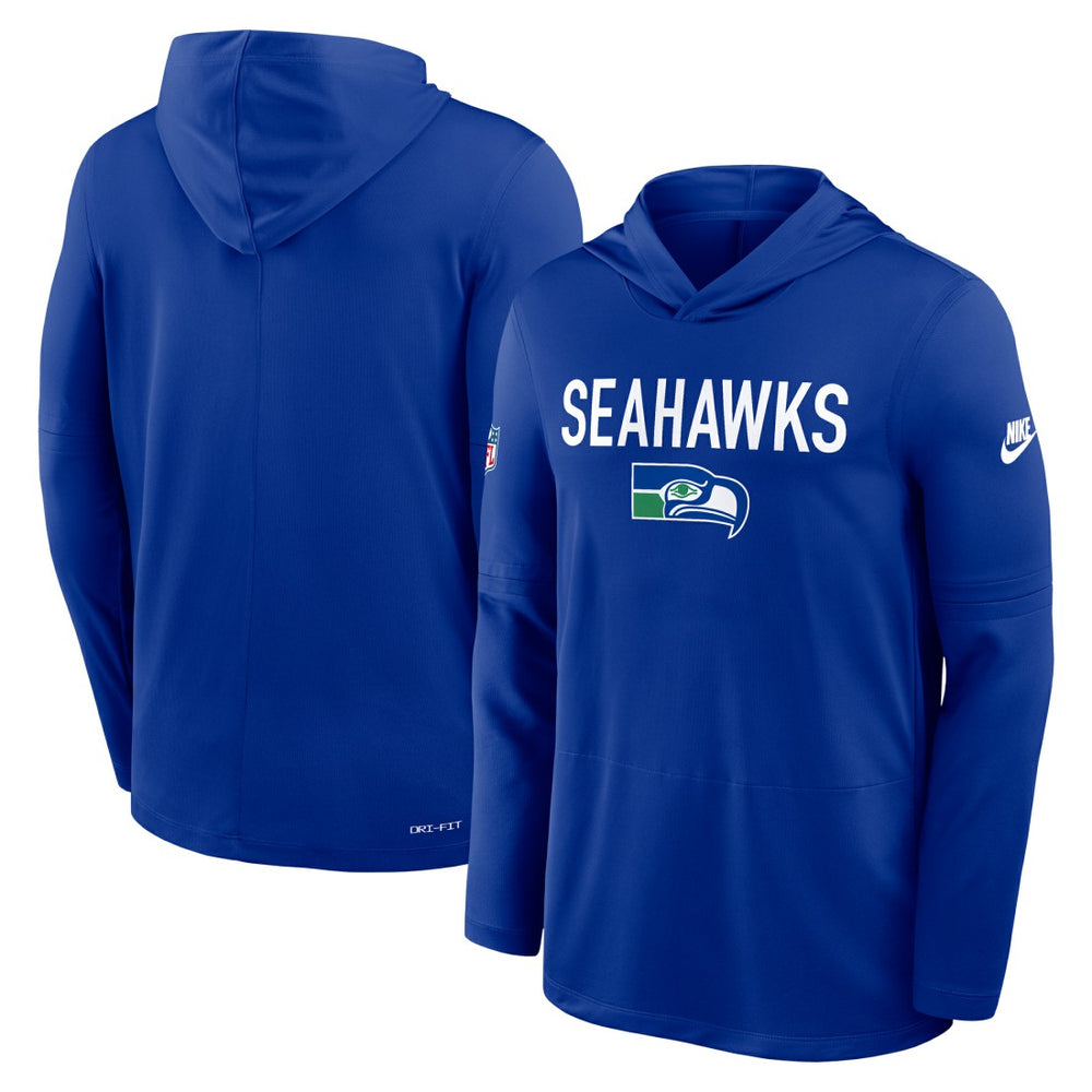 Seattle Seahawks Sideline Pass Accuracy Dri-FIT Long Sleeve Hoodie T-Shirt Royal - Nike