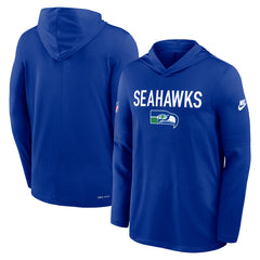 Seattle Seahawks Sideline Pass Accuracy Dri-FIT Long Sleeve Hoodie T-Shirt Royal - Nike