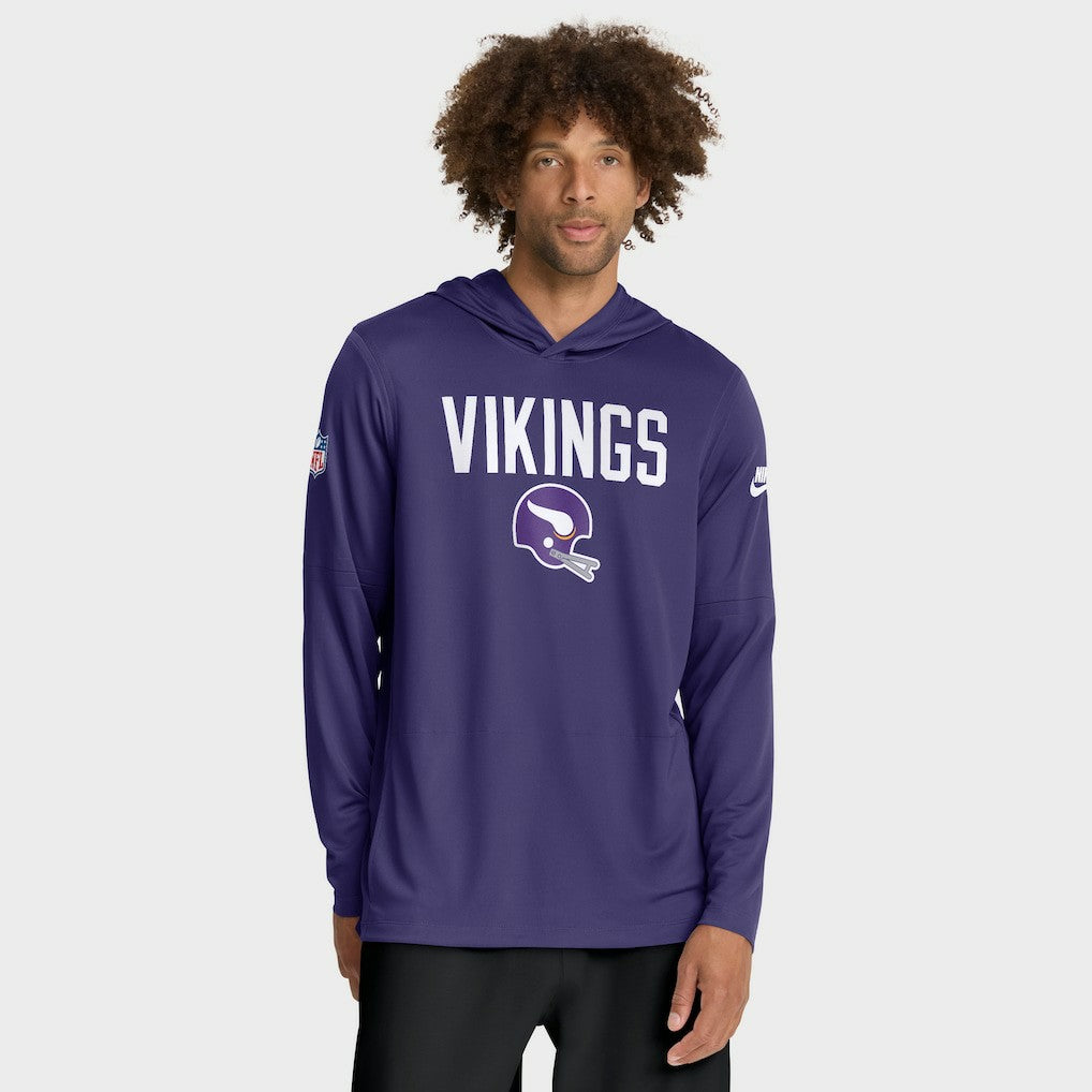 Minnesota Vikings Sideline Pass Accuracy Dri-FIT Long Sleeve Hoodie T-Shirt Purple - Nike