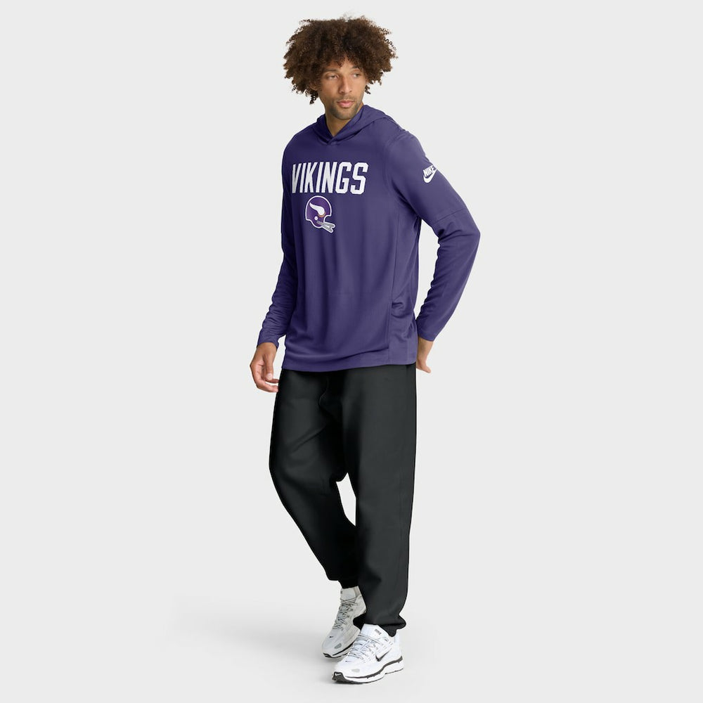 Minnesota Vikings Sideline Pass Accuracy Dri-FIT Long Sleeve Hoodie T-Shirt Purple - Nike