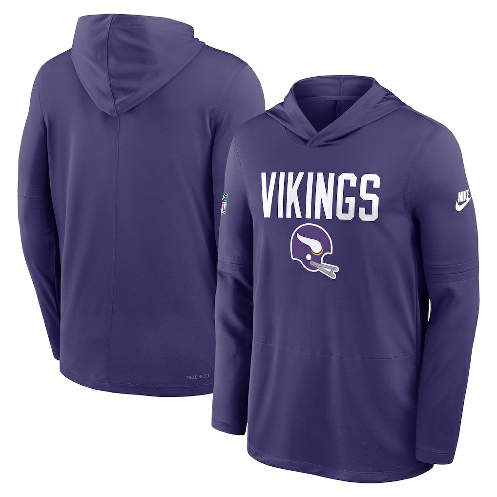 Minnesota Vikings Sideline Pass Accuracy Dri-FIT Long Sleeve Hoodie T-Shirt Purple - Nike