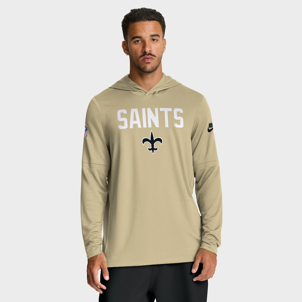 New Orleans Saints Sideline Pass Accuracy Dri-FIT Long Sleeve Hoodie T-Shirt Gold - Nike