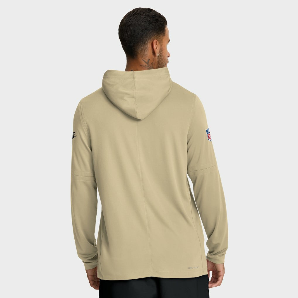 New Orleans Saints Sideline Pass Accuracy Dri-FIT Long Sleeve Hoodie T-Shirt Gold - Nike