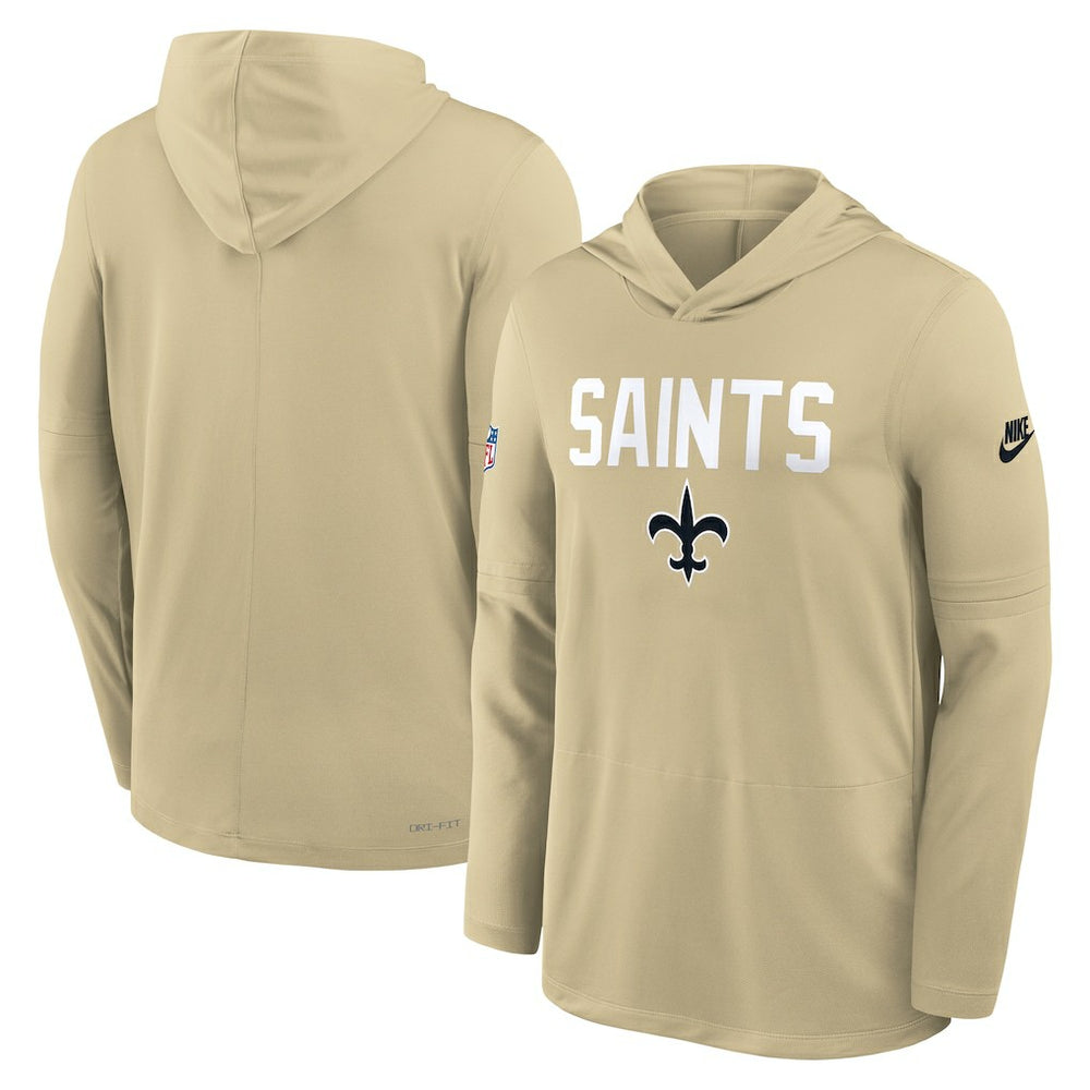 New Orleans Saints Sideline Pass Accuracy Dri-FIT Long Sleeve Hoodie T-Shirt Gold - Nike