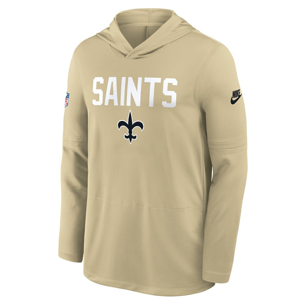 New Orleans Saints Sideline Pass Accuracy Dri-FIT Long Sleeve Hoodie T-Shirt Gold - Nike
