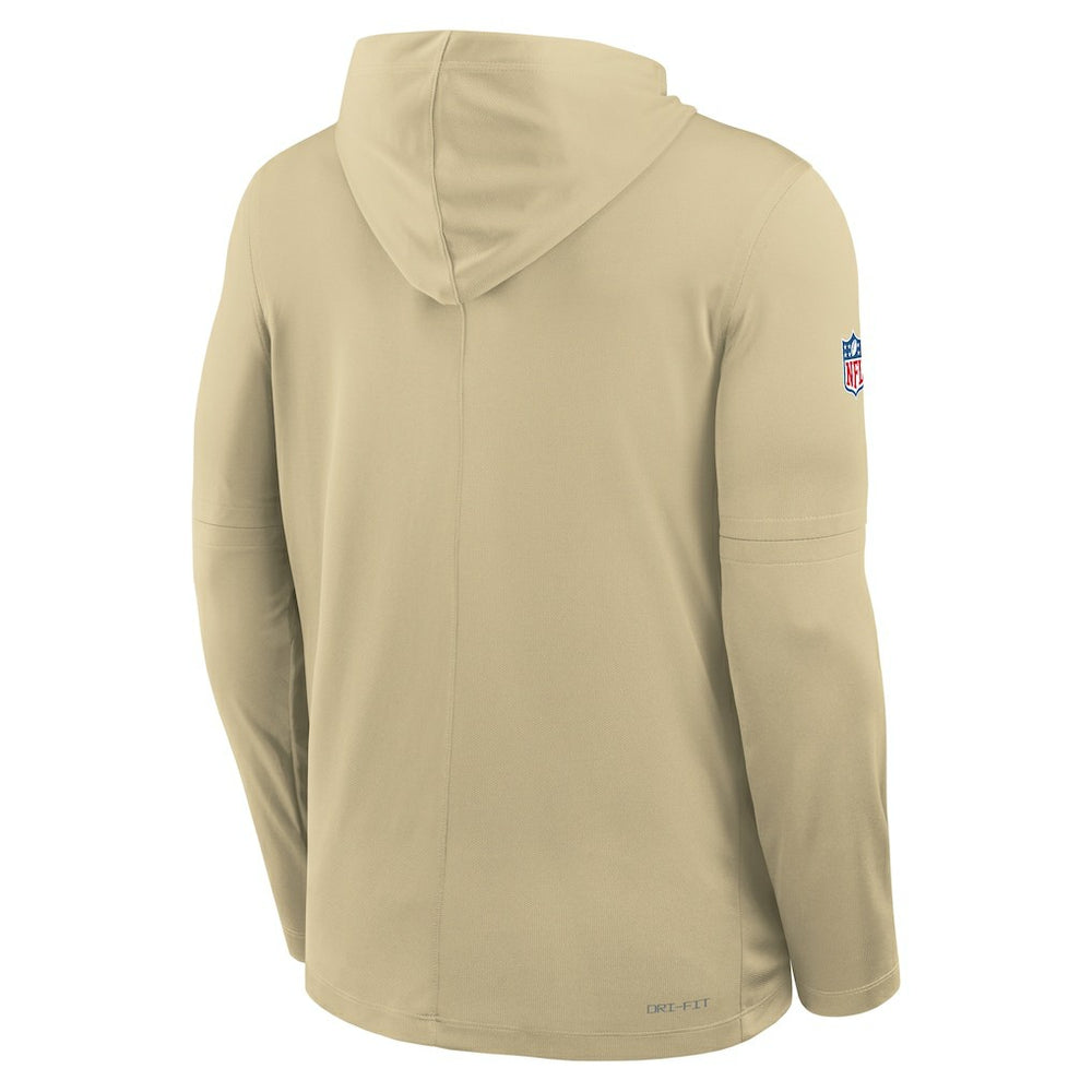 New Orleans Saints Sideline Pass Accuracy Dri-FIT Long Sleeve Hoodie T-Shirt Gold - Nike