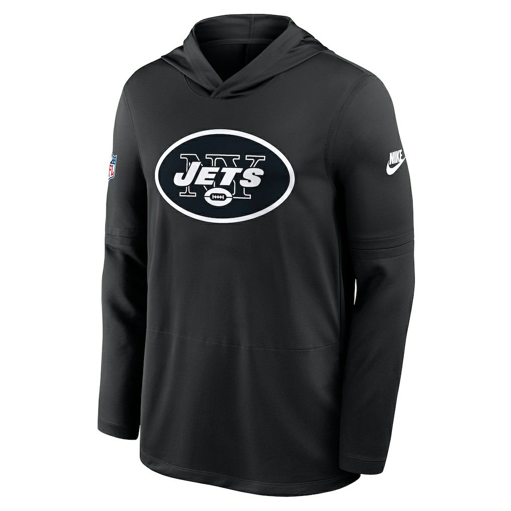 New York Jets Sideline Pass Accuracy Dri-FIT Long Sleeve Hoodie T-Shirt Black - Nike