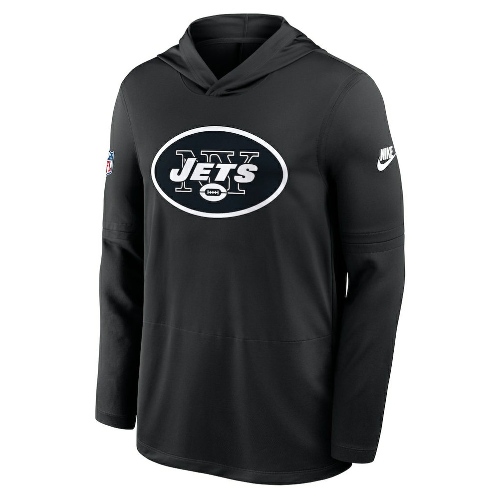 New York Jets Sideline Pass Accuracy Dri-FIT Long Sleeve Hoodie T-Shirt Black - Nike