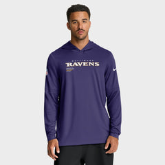 Baltimore Ravens Sideline Pure Fury Performance Long Sleeve Hoodie T-Shirt Purple - Nike