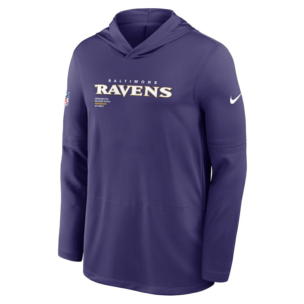 Baltimore Ravens Sideline Pure Fury Performance Long Sleeve Hoodie T-Shirt Purple - Nike