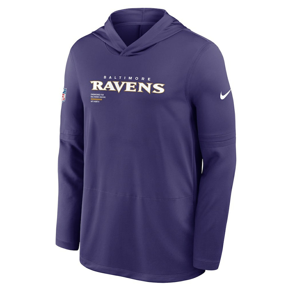 Baltimore Ravens Sideline Pure Fury Performance Long Sleeve Hoodie T-Shirt Purple - Nike