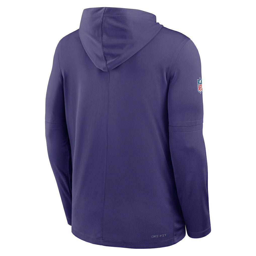 Baltimore Ravens Sideline Pure Fury Performance Long Sleeve Hoodie T-Shirt Purple - Nike