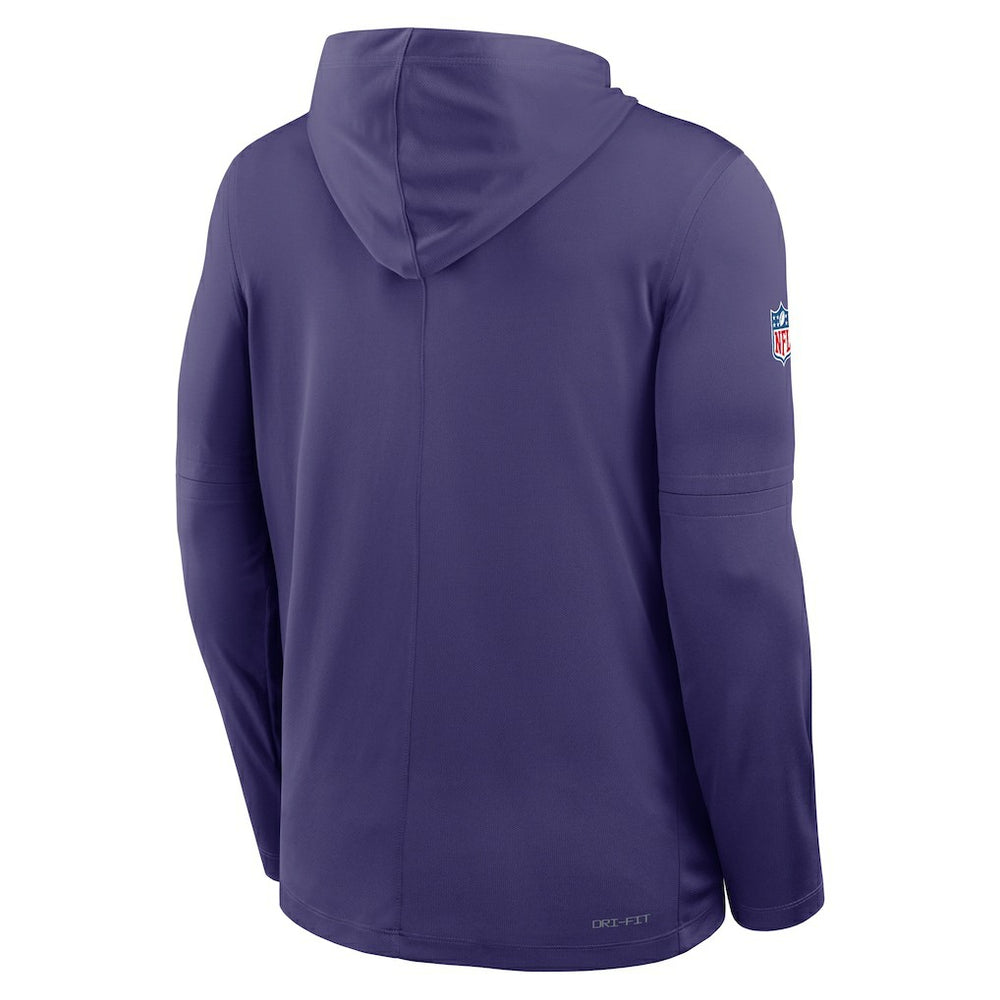 Baltimore Ravens Sideline Pure Fury Performance Long Sleeve Hoodie T-Shirt Purple - Nike