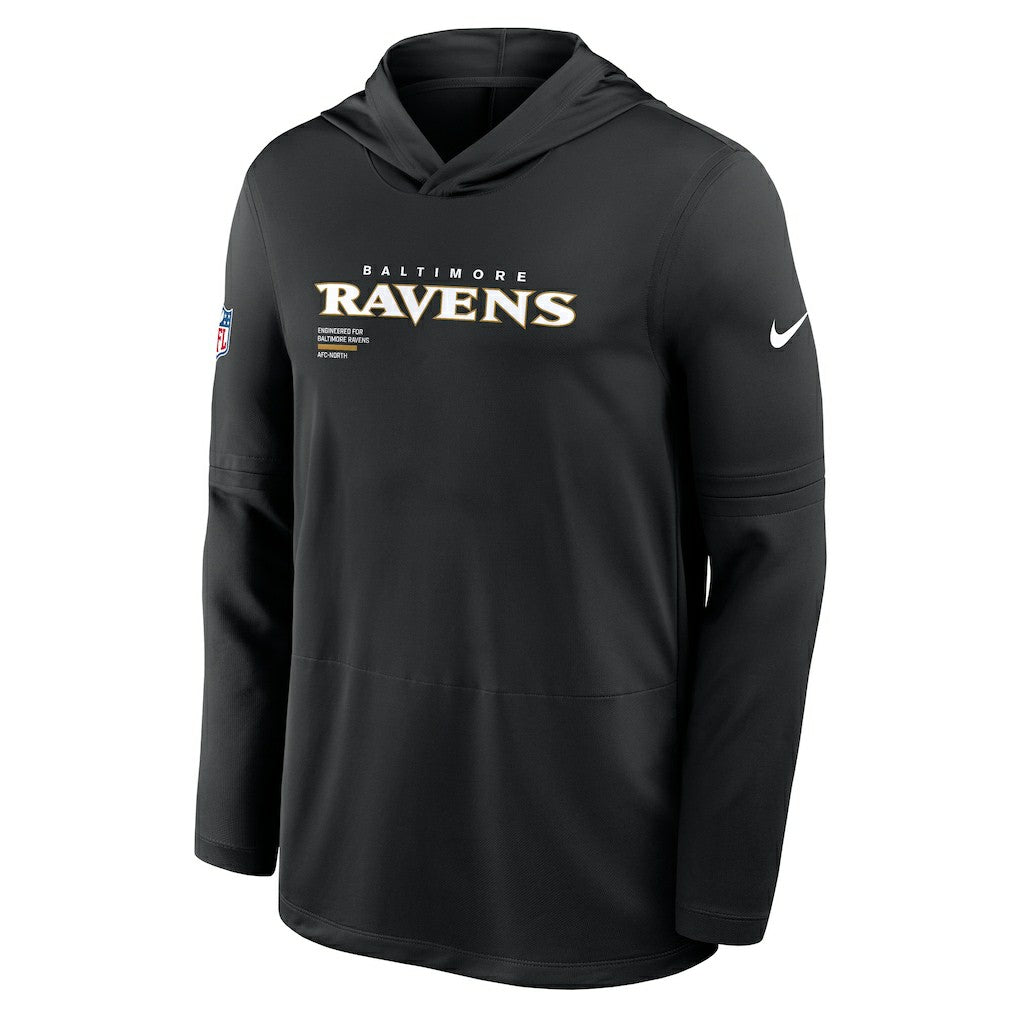 Baltimore Ravens Sideline Pure Fury Performance Long Sleeve Hoodie T-Shirt Black - Nike