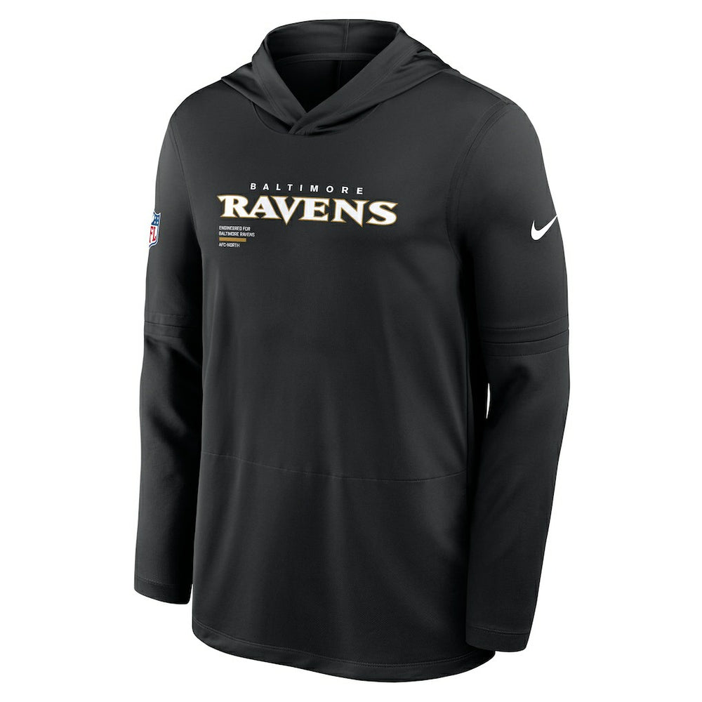 Baltimore Ravens Sideline Pure Fury Performance Long Sleeve Hoodie T-Shirt Black - Nike