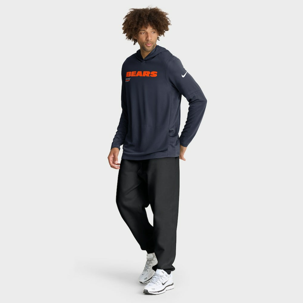 Chicago Bears Sideline Pure Fury Performance Long Sleeve Hoodie T-Shirt Navy - Nike