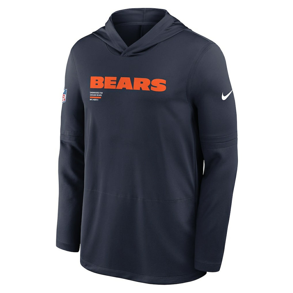 Chicago Bears Sideline Pure Fury Performance Long Sleeve Hoodie T-Shirt Navy - Nike
