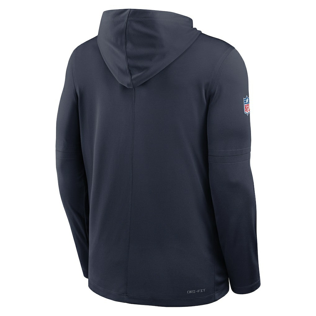Chicago Bears Sideline Pure Fury Performance Long Sleeve Hoodie T-Shirt Navy - Nike