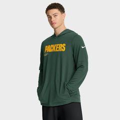 Green Bay Packers Sideline Pure Fury Performance Long Sleeve Hoodie T-Shirt Green - Nike