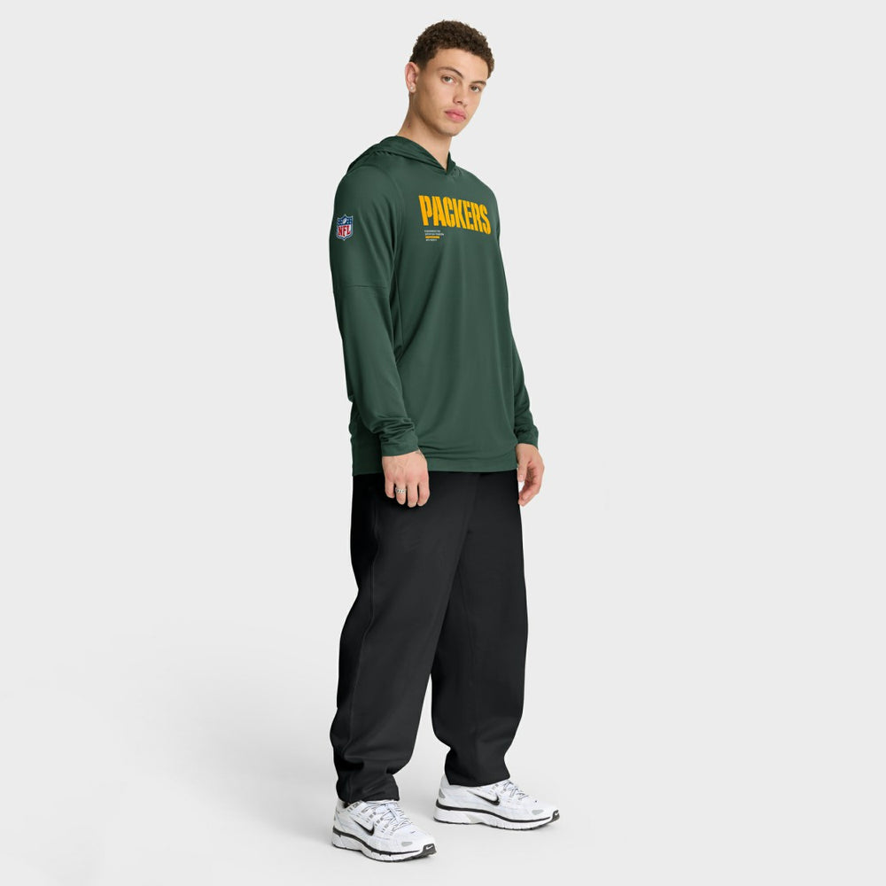 Green Bay Packers Sideline Pure Fury Performance Long Sleeve Hoodie T-Shirt Green - Nike