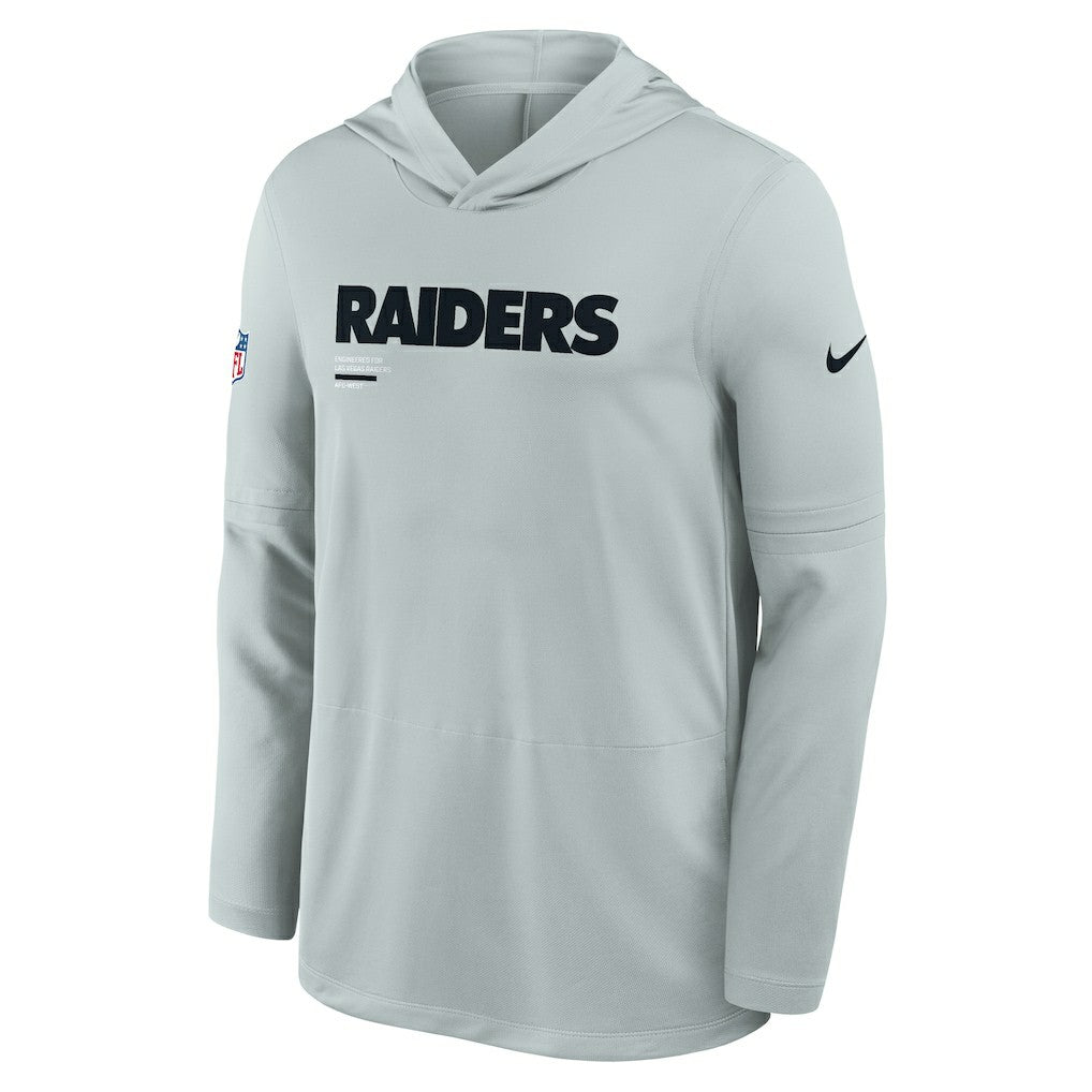 Las Vegas Raiders Sideline Pure Fury Performance Long Sleeve Hoodie T-Shirt Silver - Nike