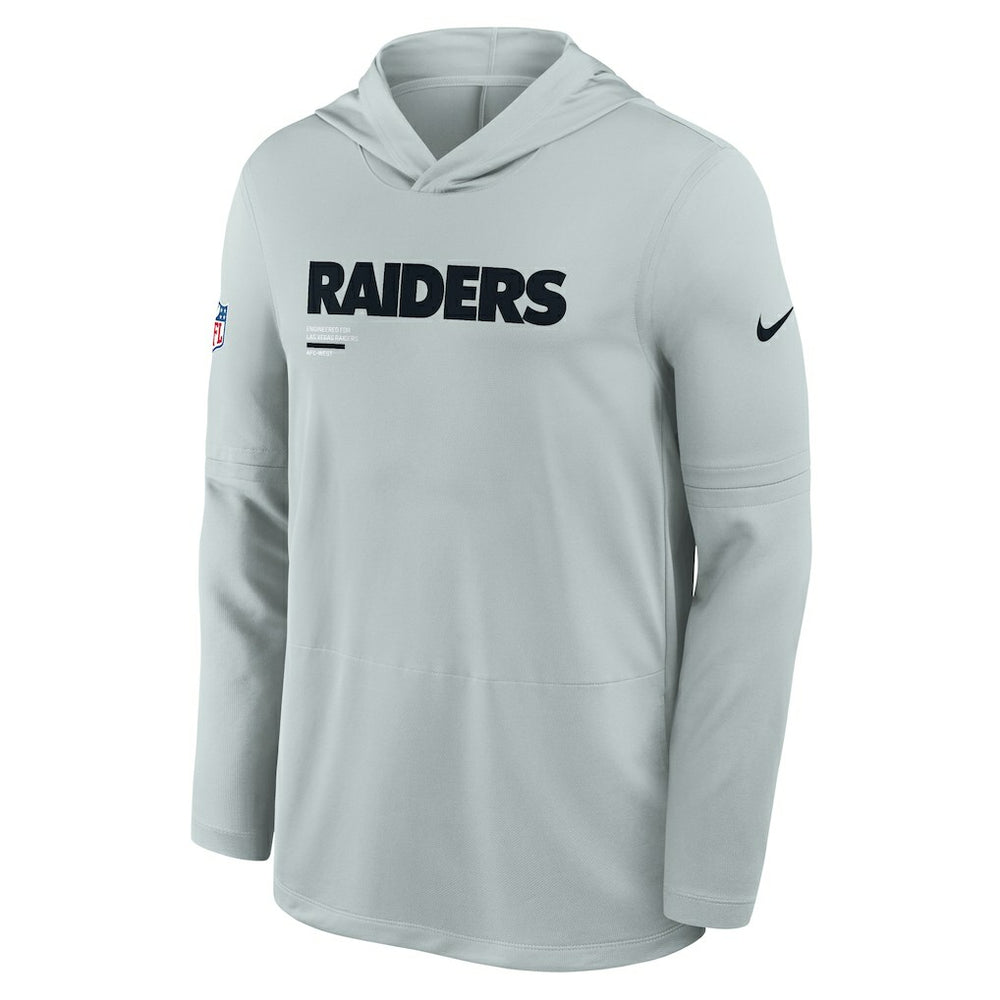 Las Vegas Raiders Sideline Pure Fury Performance Long Sleeve Hoodie T-Shirt Silver - Nike