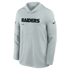 Las Vegas Raiders Sideline Pure Fury Performance Long Sleeve Hoodie T-Shirt Silver - Nike