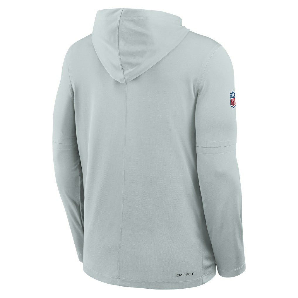 Las Vegas Raiders Sideline Pure Fury Performance Long Sleeve Hoodie T-Shirt Silver - Nike