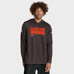 Cleveland Browns Sideline Pure Fury Performance Long Sleeve Hoodie T-Shirt Brown - Nike