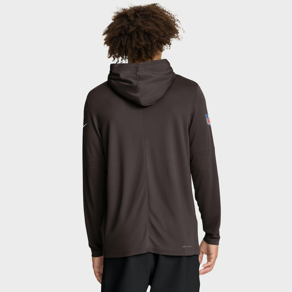 Cleveland Browns Sideline Pure Fury Performance Long Sleeve Hoodie T-Shirt Brown - Nike