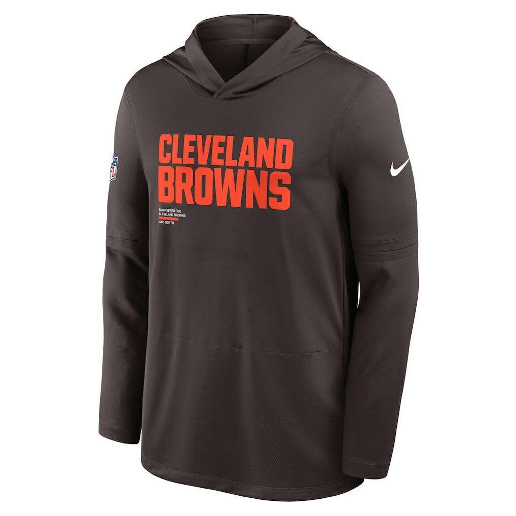 Cleveland Browns Sideline Pure Fury Performance Long Sleeve Hoodie T-Shirt Brown - Nike