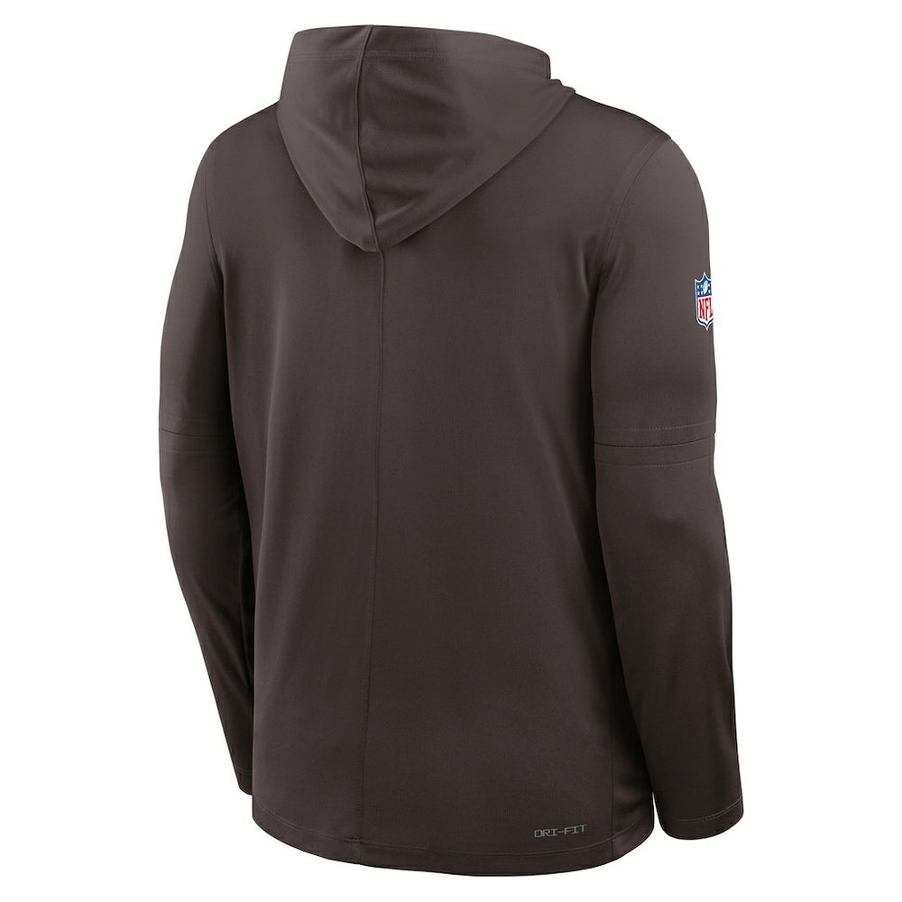Cleveland Browns Sideline Pure Fury Performance Long Sleeve Hoodie T-Shirt Brown - Nike
