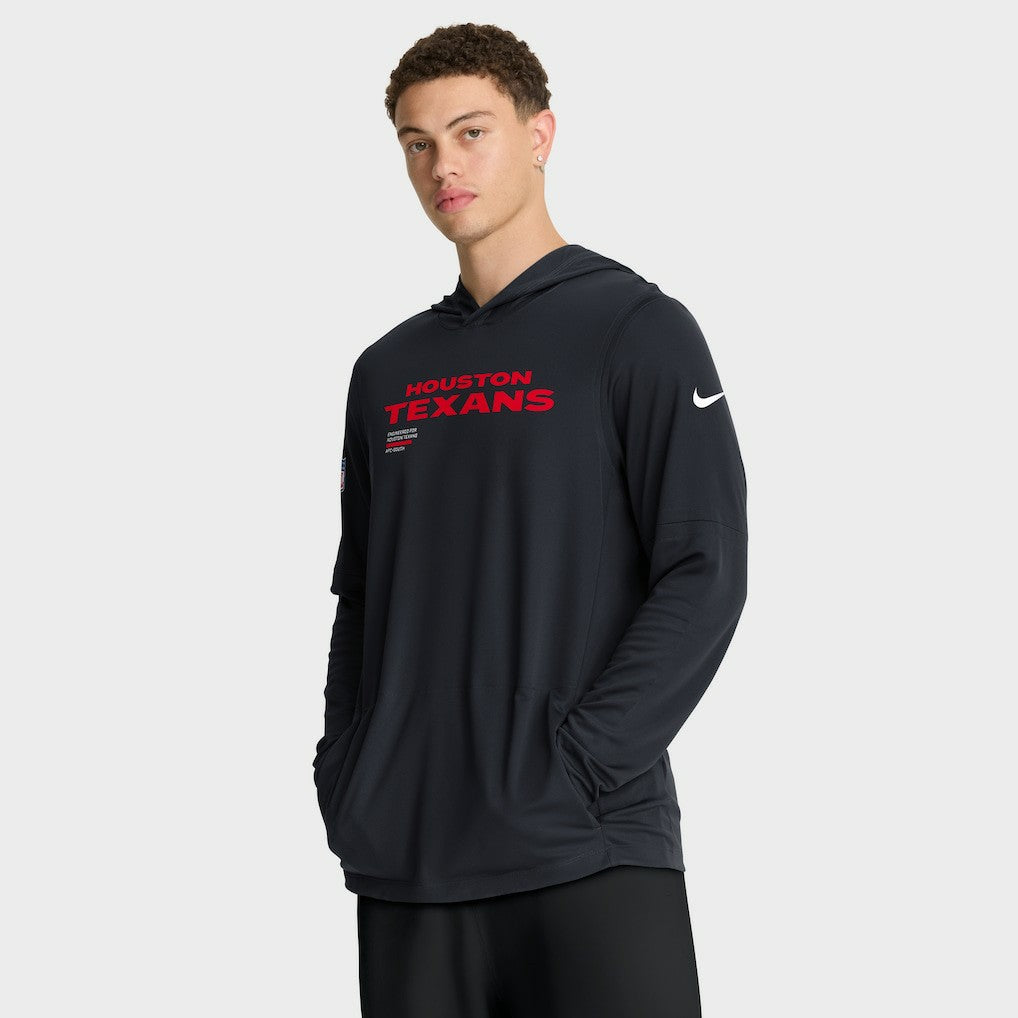 Houston Texans Sideline Pure Fury Performance Long Sleeve Hoodie T-Shirt Navy - Nike